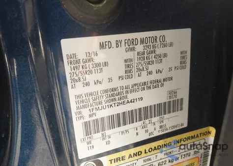 2017 Ford Expedition Limited z USA, uszkodzony, nr VIN 1FMJU1KT2HEA42119